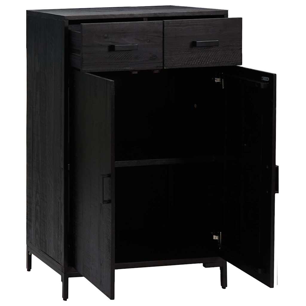 vidaXL Παπουτσοθήκη Μαύρη 75 x 40 x 110 εκ. από Μασίφ Ξύλο Πεύκου