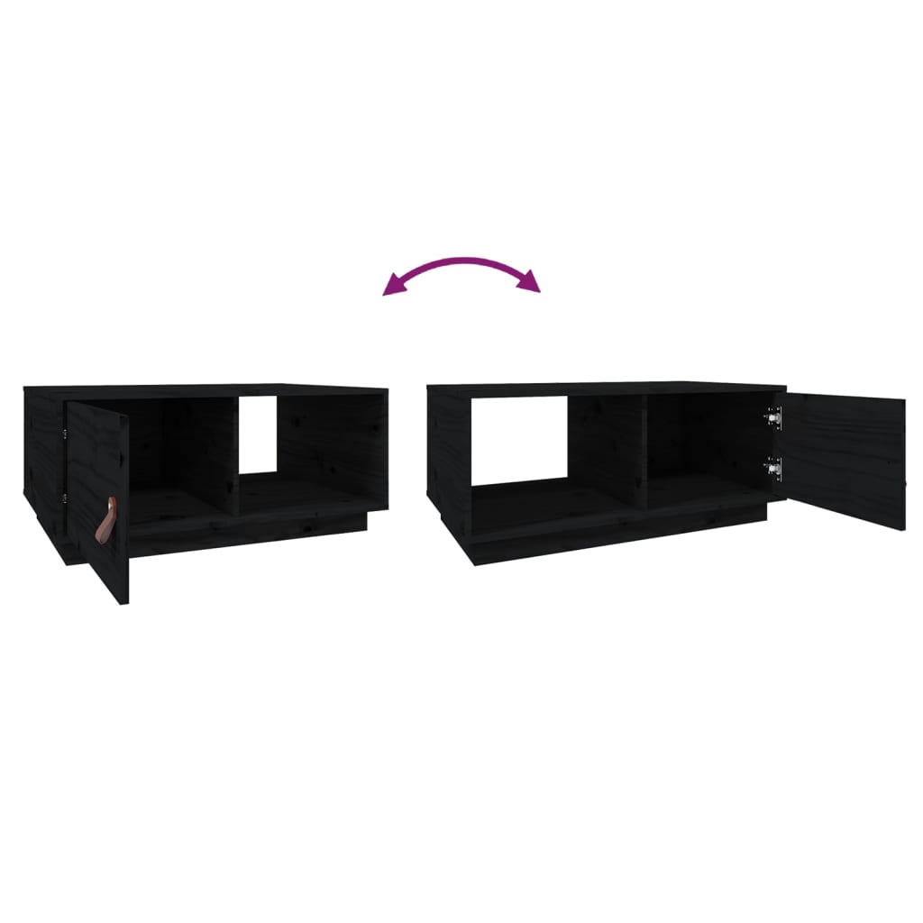 vidaXL Τραπεζάκι Σαλονιού Μαύρο 80x50x35,5 εκ. από Μασίφ Ξύλο Πεύκου