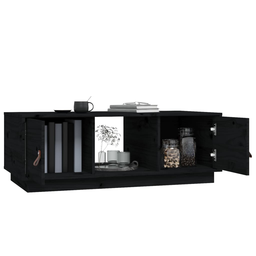 vidaXL Τραπεζάκι Σαλονιού Μαύρο 100x50x35 εκ. από Μασίφ Ξύλο Πεύκου