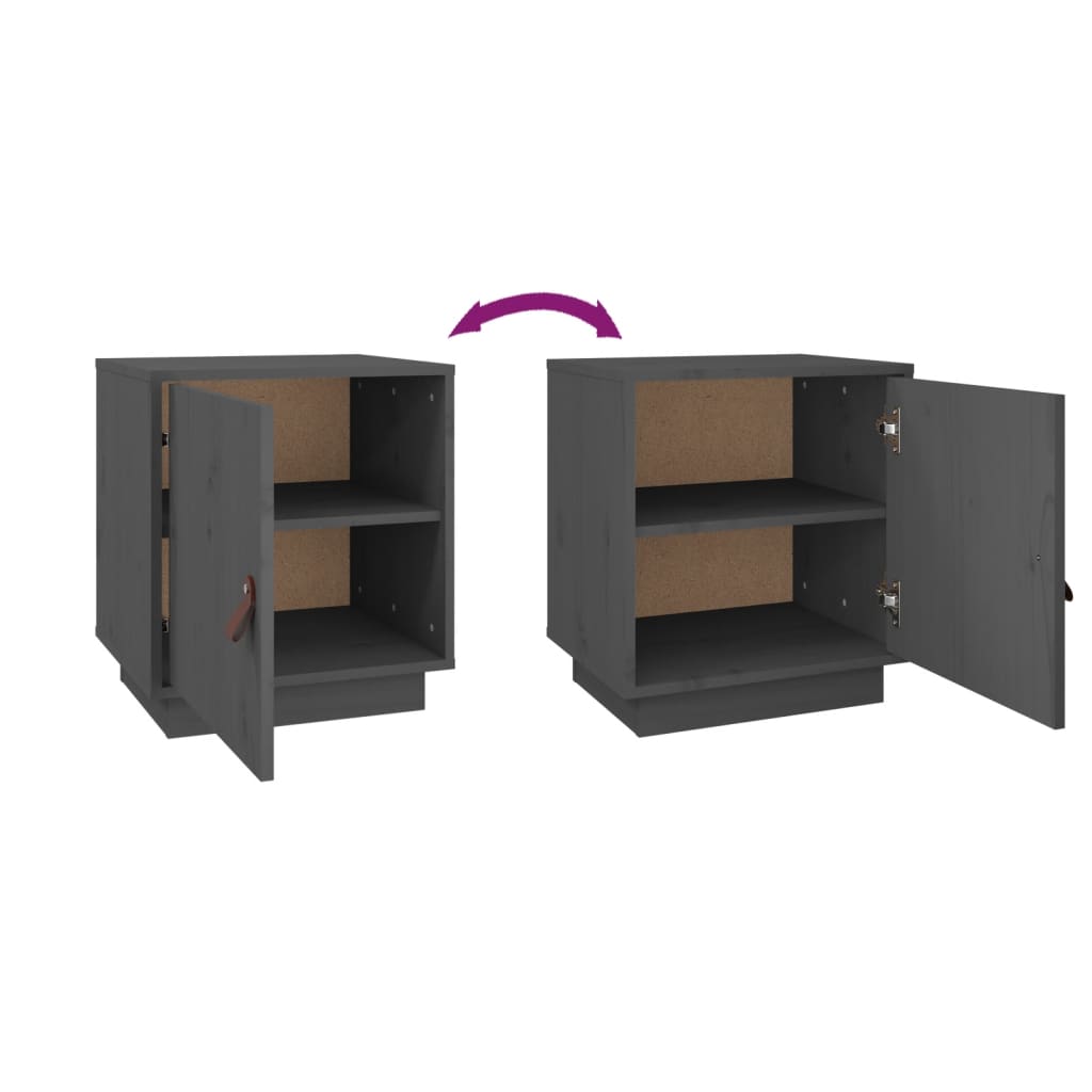 vidaXL Κομοδίνο Γκρι 40 x 34 x 45 εκ. από Μασίφ Ξύλο Πεύκου