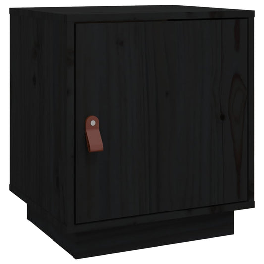 vidaXL Κομοδίνο Μαύρο 40x34x45 εκ. από Μασίφ Ξύλο Πεύκου
