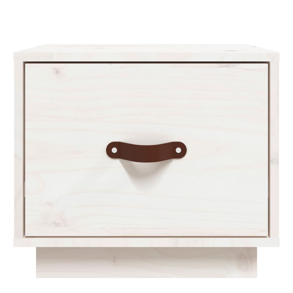 vidaXL Κομοδίνο Λευκό 40 x 34 x 35 εκ. από Μασίφ Ξύλο Πεύκου