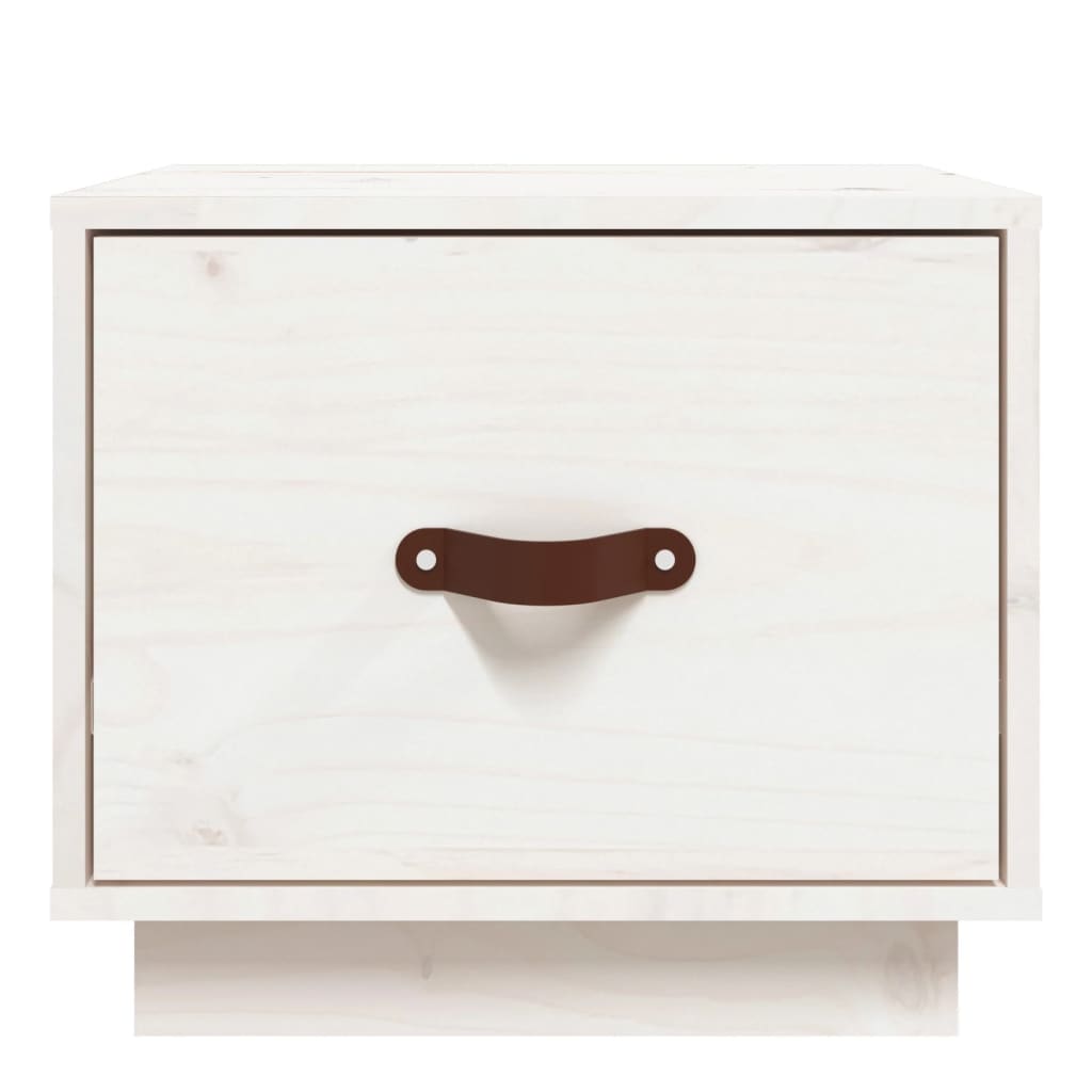 vidaXL Κομοδίνα 2 τεμ. Λευκά 40 x 34 x 35 εκ. από Μασίφ Ξύλο Πεύκου