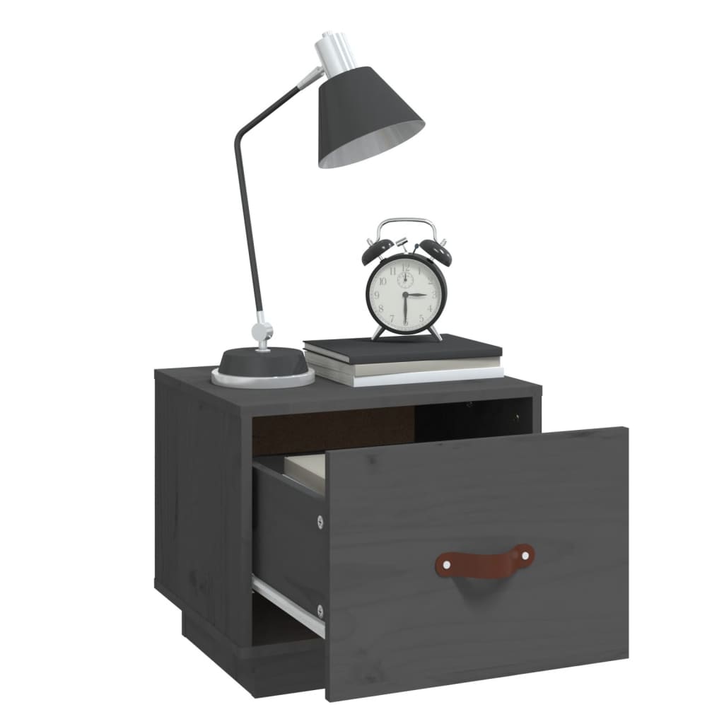 vidaXL Κομοδίνο Γκρι 40x34x35 εκ. από Μασίφ Ξύλο Πεύκου