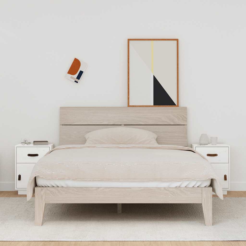 vidaXL Κομοδίνα 2 τεμ. Λευκά 40 x 34 x 55 εκ. από Μασίφ Ξύλο Πεύκου