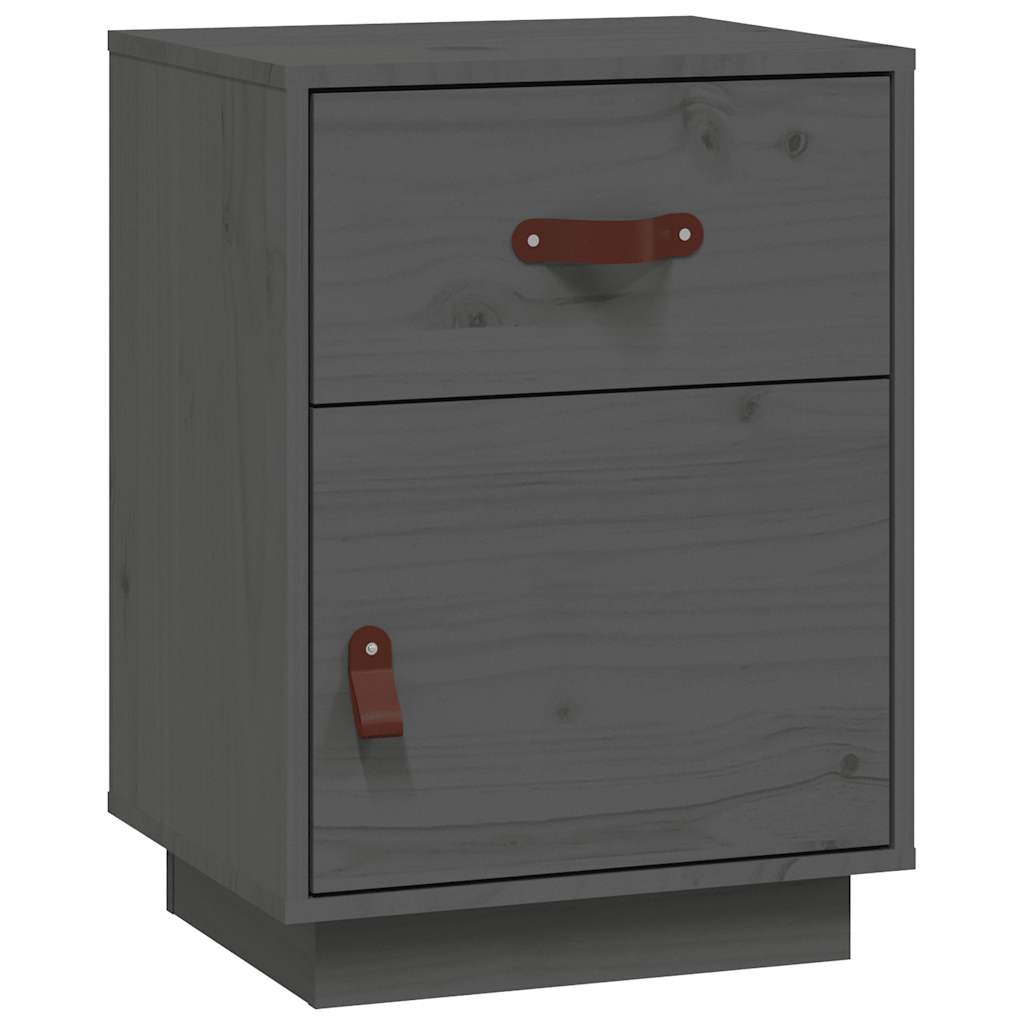 vidaXL Κομοδίνα 2 τεμ. Γκρι 40 x 34 x 55 εκ. από Μασίφ Ξύλο Πεύκου