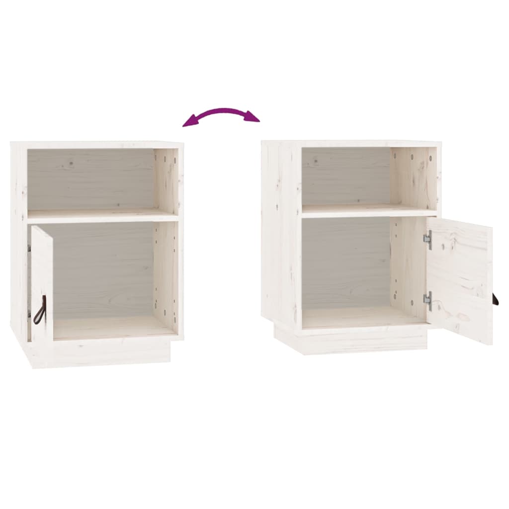 vidaXL Κομοδίνο Λευκό 40 x 34 x 55 εκ. από Μασίφ Ξύλο Πεύκου