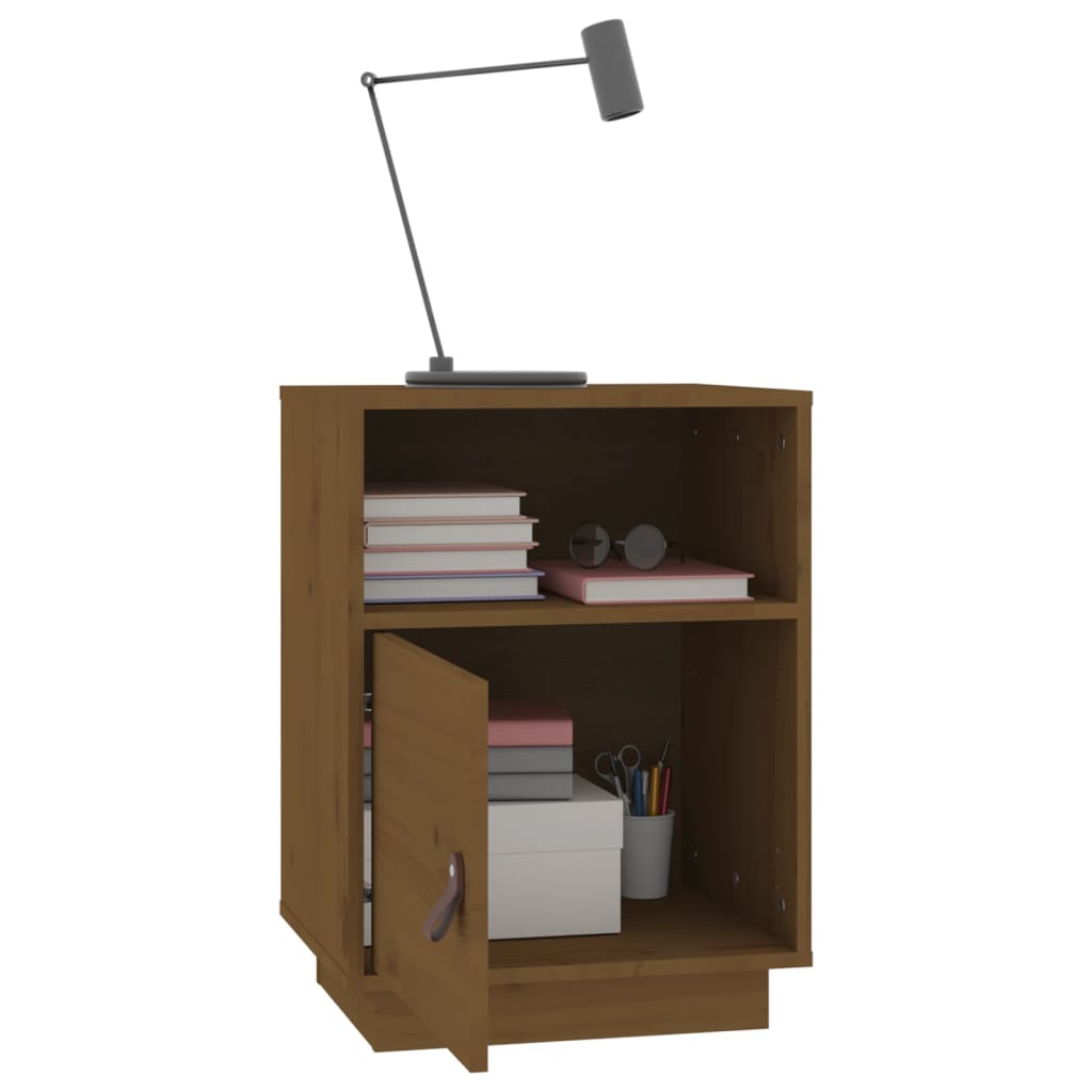 vidaXL Κομοδίνο Καφέ Μελί 40x34x55εκ. από Μασίφ Ξύλο Πεύκου