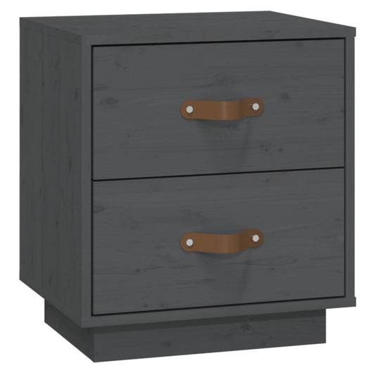 vidaXL Κομοδίνο Γκρι 40 x 34 x 45 εκ. από Μασίφ Ξύλο Πεύκου