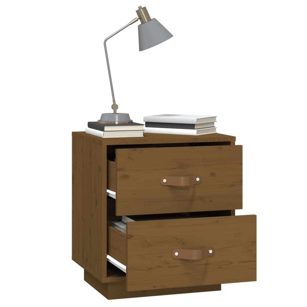 vidaXL Κομοδίνο Καφέ Μελί 40x34x45 εκ. από Μασίφ Ξύλο Πεύκου