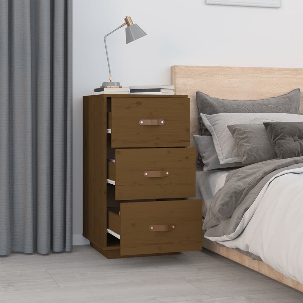 vidaXL Κομοδίνα 2 τεμ. Καφέ Μελί 40x40x75εκ. από Μασίφ Ξύλο Πεύκου