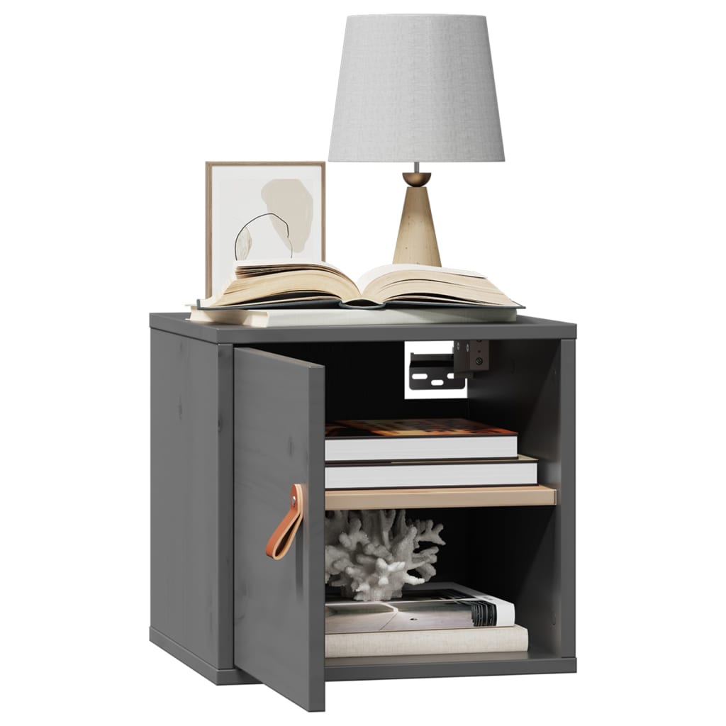 vidaXL Ντουλάπια Τοίχου 2 τεμ. Γκρι 31,5x30x30 εκ. Μασίφ Ξύλο Πεύκου