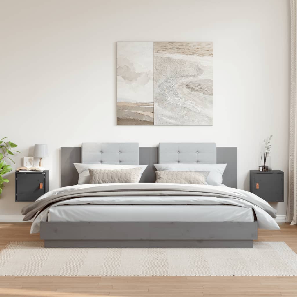 vidaXL Ντουλάπια Τοίχου 2 τεμ. Γκρι 31,5x30x30 εκ. Μασίφ Ξύλο Πεύκου