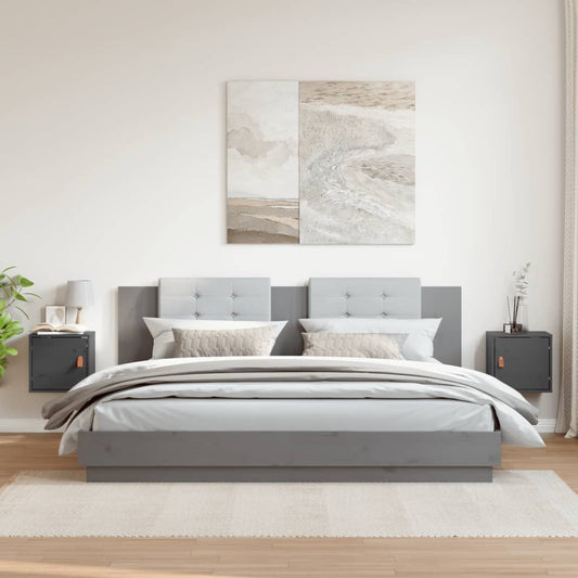 vidaXL Ντουλάπια Τοίχου 2 τεμ. Γκρι 31,5x30x30 εκ. Μασίφ Ξύλο Πεύκου