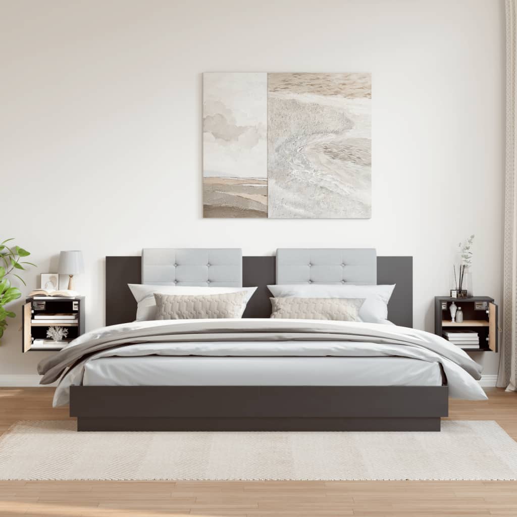 vidaXL Ντουλάπια Τοίχου 2 τεμ. Μαύρα31,5x30x30εκ από Μασίφ Ξύλο Πεύκου