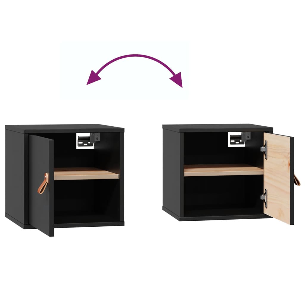 vidaXL Ντουλάπια Τοίχου 2 τεμ. Μαύρα31,5x30x30εκ από Μασίφ Ξύλο Πεύκου