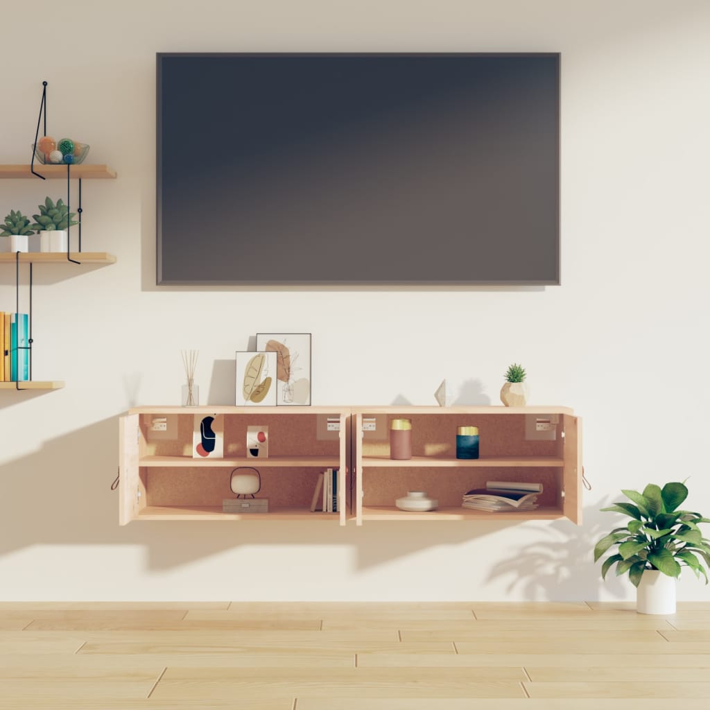 vidaXL Ντουλάπια Τοίχου 2 τεμ. 60 x 30 x 30 εκ. από Μασίφ Ξύλο Πεύκου