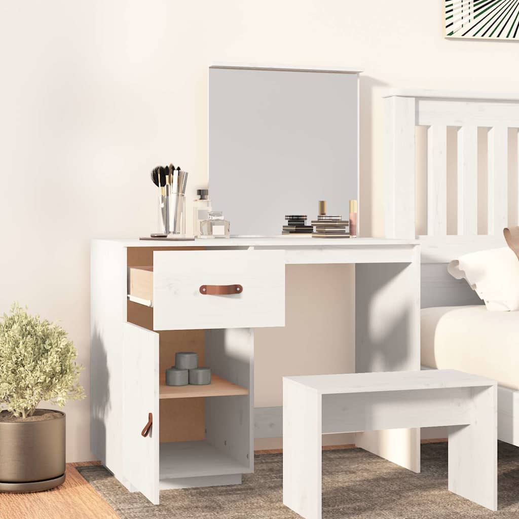 vidaXL Μπουντουάρ Λευκό 95x50x134 εκ. Μασίφ Ξύλο Πεύκου