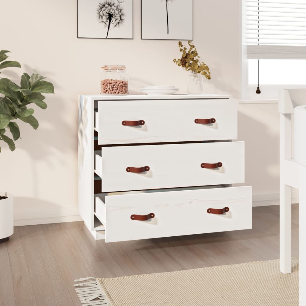 vidaXL Ντουλάπι Λευκό 80x40x75 εκ. από Μασίφ Ξύλο Πεύκου