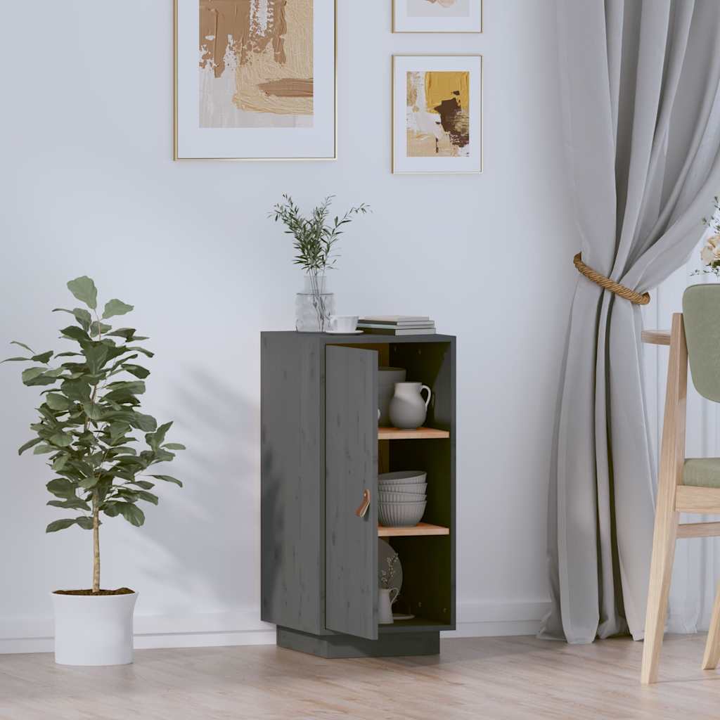 vidaXL Μπουφές Γκρι 34 x 40 x 75 εκ. από Μασίφ Ξύλο Πεύκου