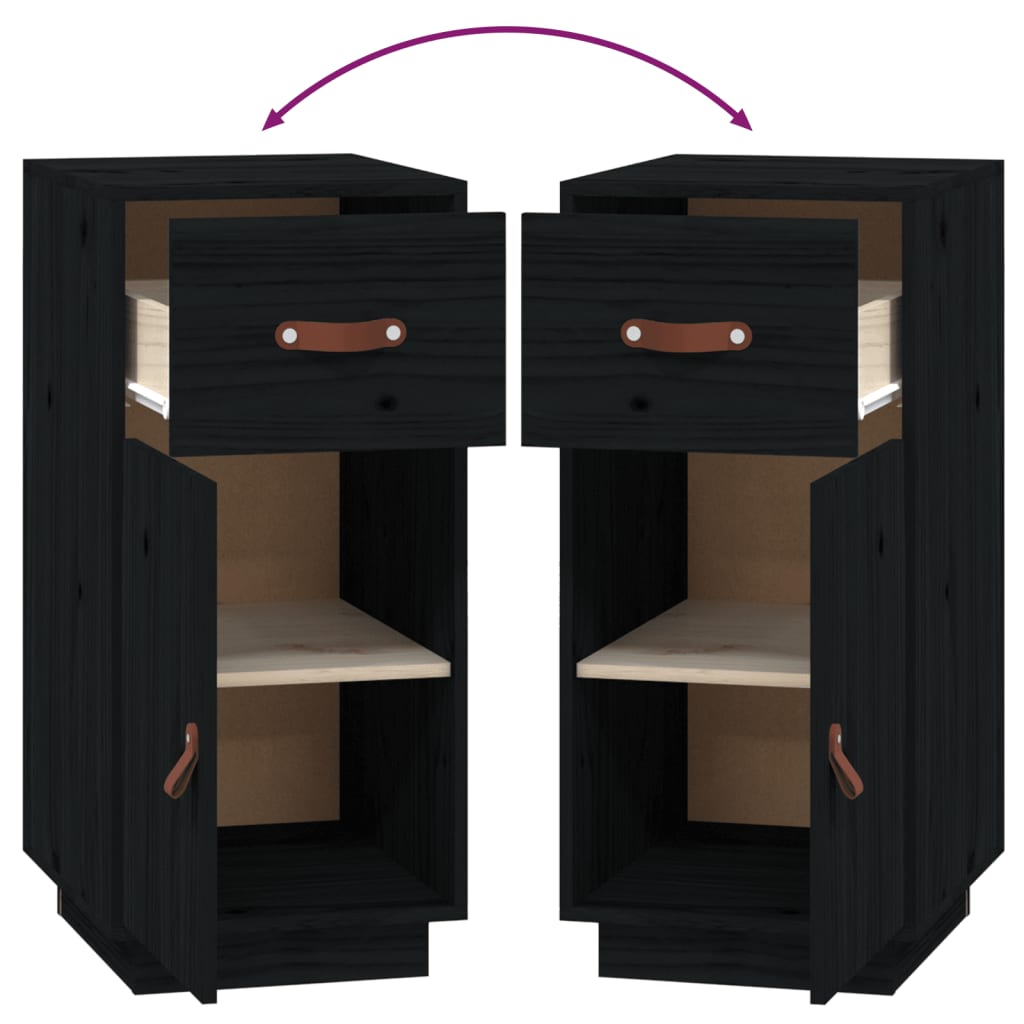 vidaXL Ντουλάπι Μαύρο 34 x 40 x 75 εκ. από Μασίφ Ξύλο Πεύκου