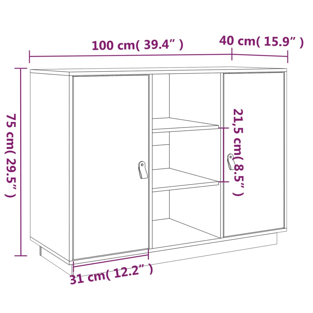 vidaXL Συρταριέρα Λευκή 100x40x75 εκ. από Μασίφ Ξύλο Πεύκου