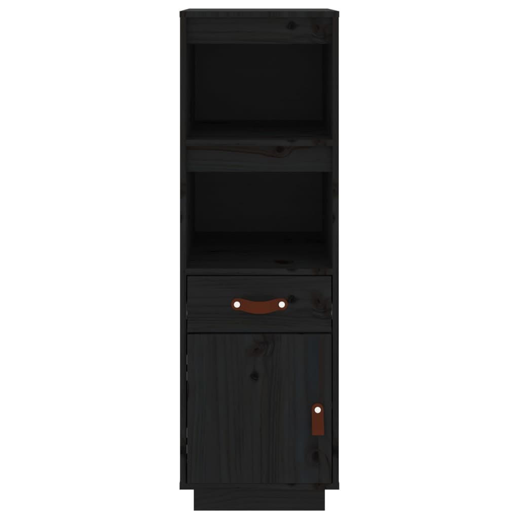 vidaXL Ντουλάπι Ψηλό Μαύρο 34 x 40 x 108,5 εκ. από Μασίφ Ξύλο Πεύκου
