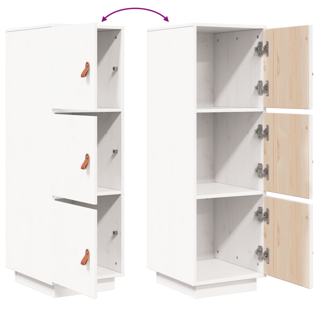 vidaXL Ντουλάπι Ψηλό Λευκό 34 x 40 x 108,5 εκ. από Μασίφ Ξύλο Πεύκου