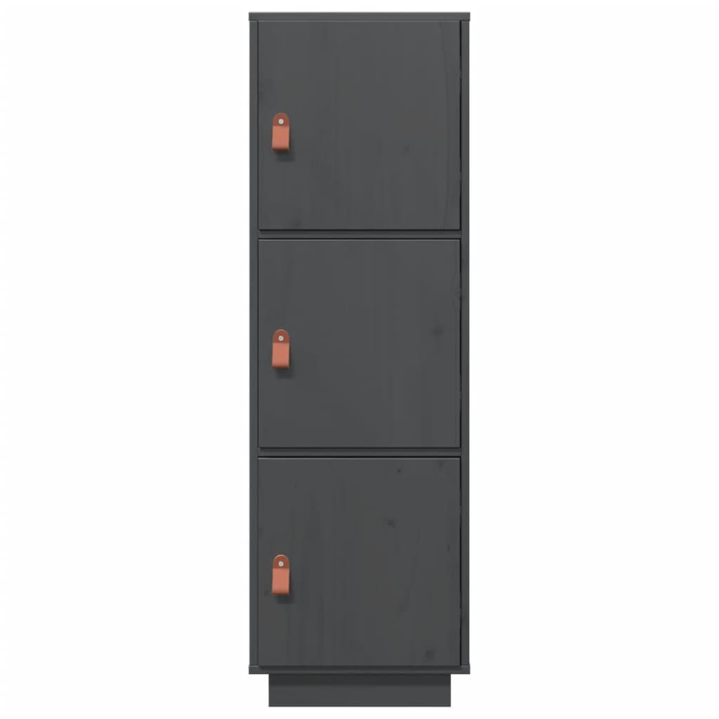 vidaXL Ντουλάπι Ψηλό Γκρι 34 x 40 x 108,5 εκ. από Μασίφ Ξύλο Πεύκου