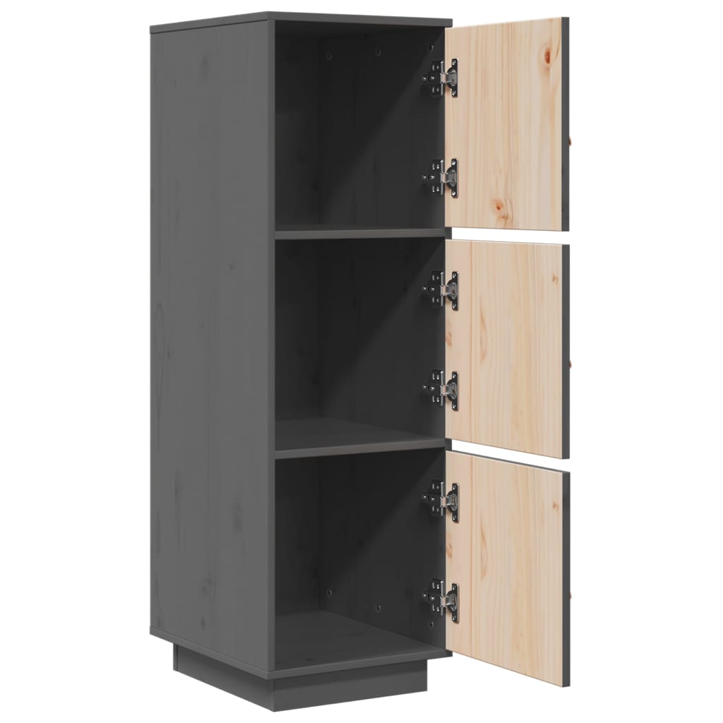vidaXL Ντουλάπι Ψηλό Γκρι 34 x 40 x 108,5 εκ. από Μασίφ Ξύλο Πεύκου