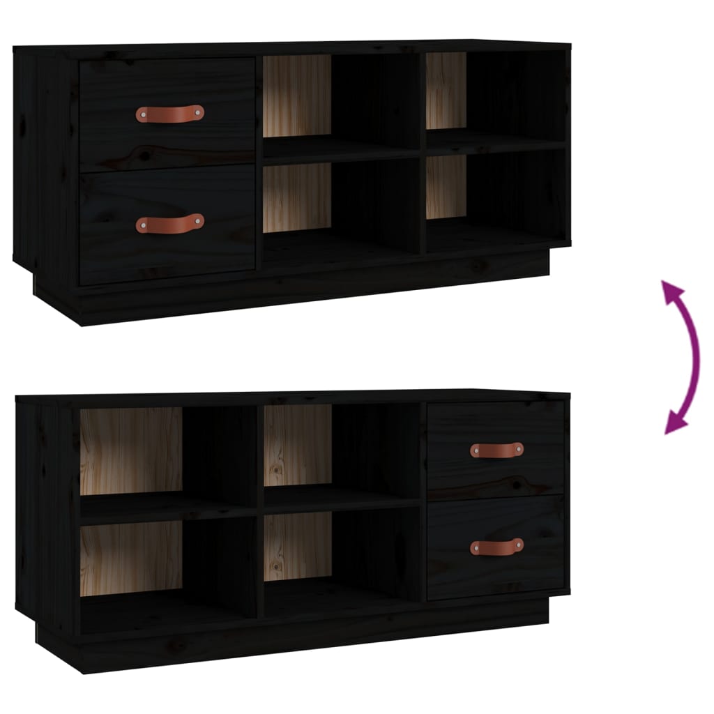 vidaXL Παπουτσοθήκη Μαύρο 100x34x45 εκ. από Μασίφ Ξύλο Πεύκου