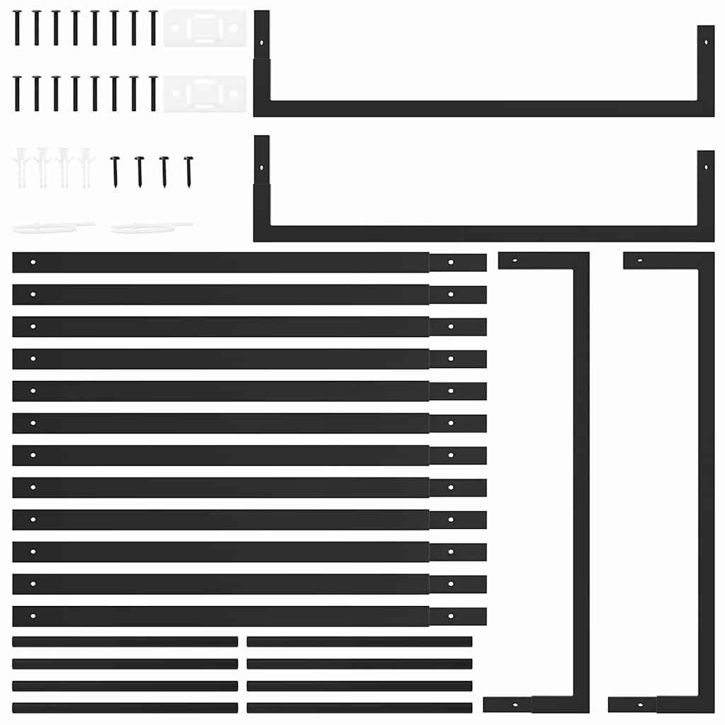 vidaXL Ράφι Ξύλων Μαύρη Ματ 80x28x222 εκ. Ατσάλινο