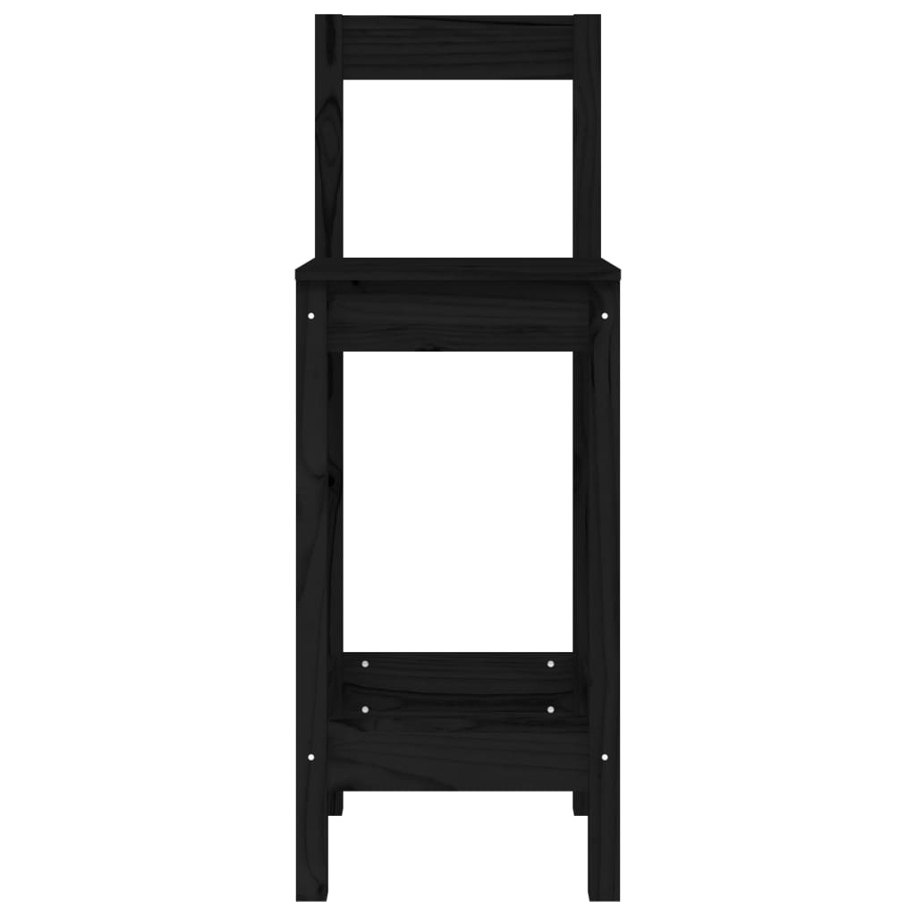 vidaXL Καρέκλες Μπαρ 2 τεμ. Μαύρο 40x41,5x112 εκ. Μασίφ Ξύλο Πεύκου