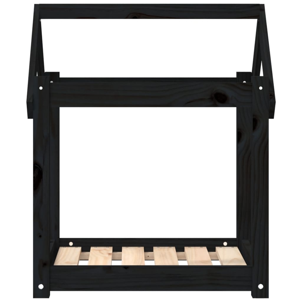 vidaXL Κρεβάτι Σκύλου Μαύρο 61x50x70 εκ. από Μασίφ Ξύλο Πεύκου