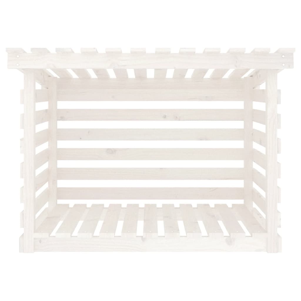 vidaXL Ραφιέρα Καυσόξυλων Λευκή 108x73x79 εκ. από Μασίφ Ξύλο Πεύκου