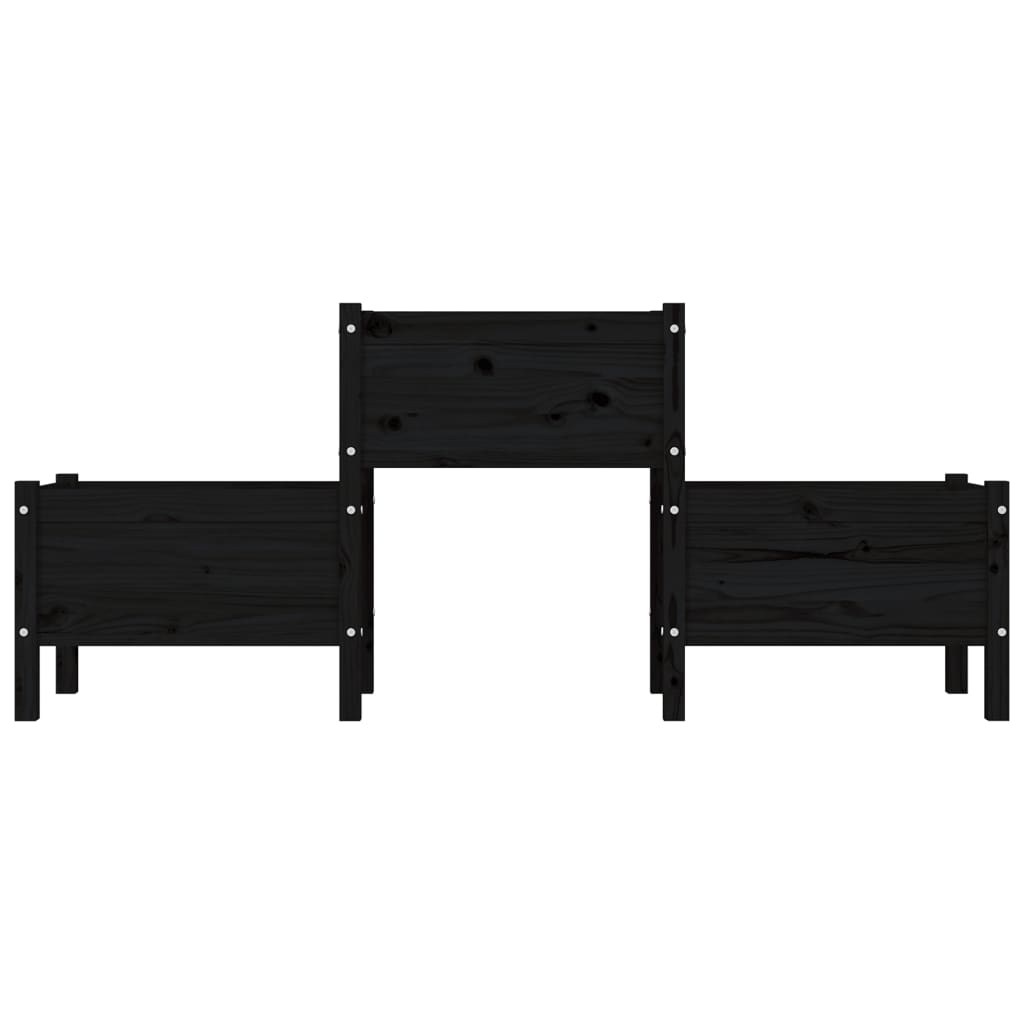 vidaXL Ζαρντινιέρα Μαύρη 178,5 x 44 x 75 εκ. από Μασίφ Ξύλο Πεύκου