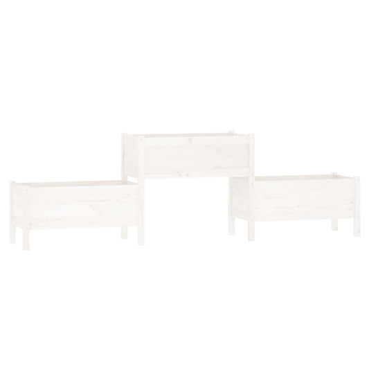 vidaXL Ζαρντινιέρα Λευκή 245,5x44x75 εκ. από Μασίφ Ξύλο Πεύκου