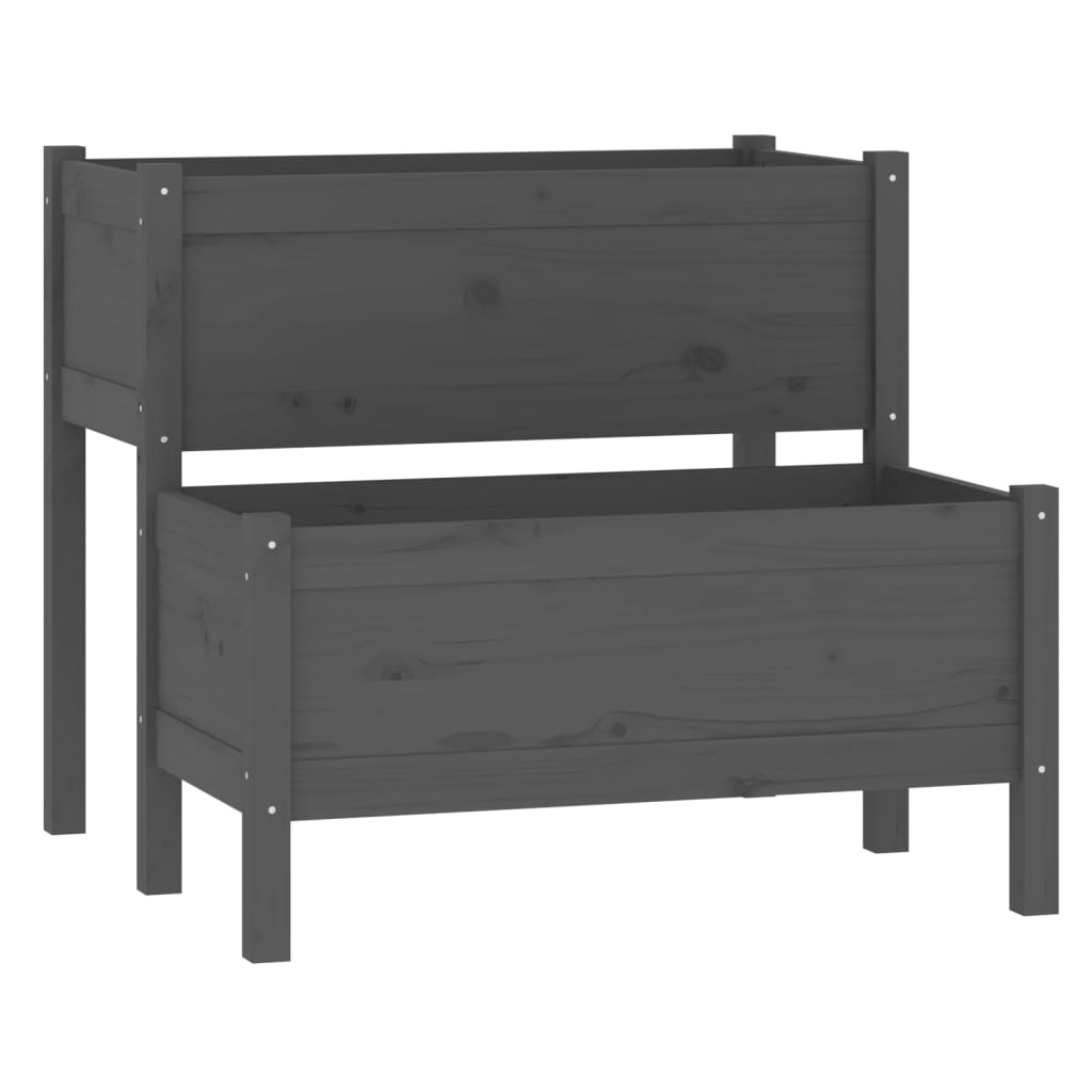 vidaXL Ζαρντινιέρα Γκρι 84,5 x 84 x 75 εκ. από Μασίφ Ξύλο Πεύκου