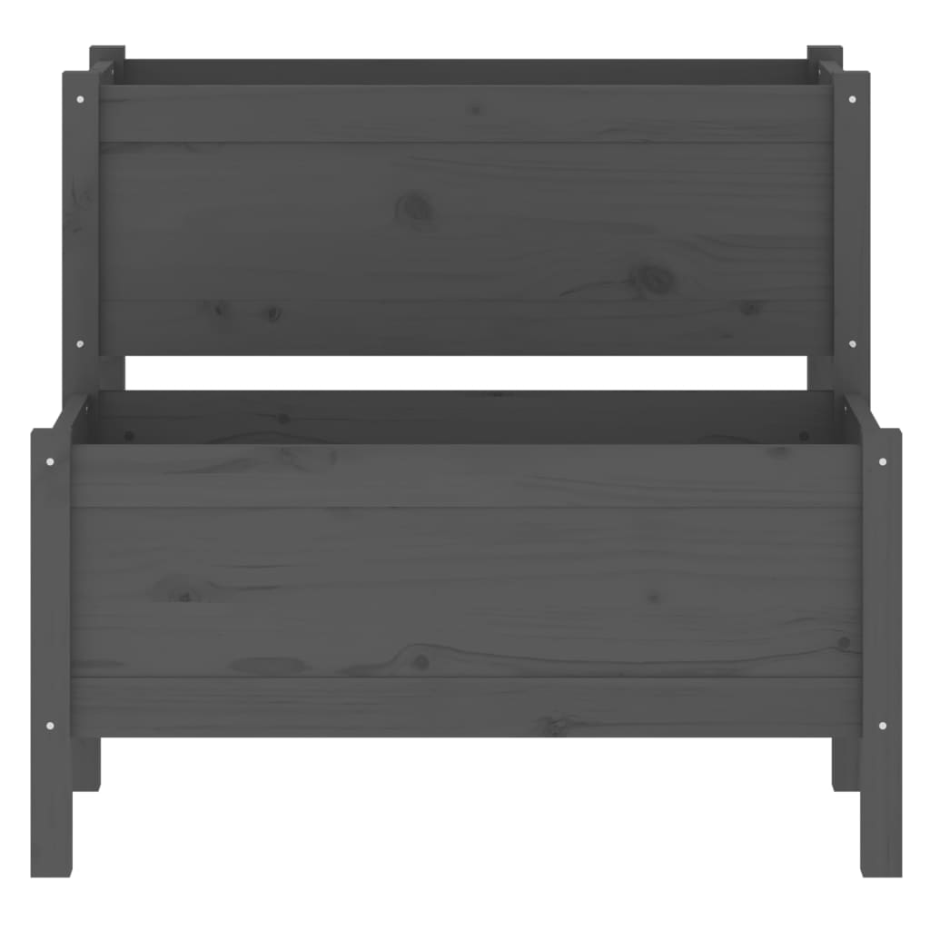 vidaXL Ζαρντινιέρα Γκρι 84,5 x 84 x 75 εκ. από Μασίφ Ξύλο Πεύκου