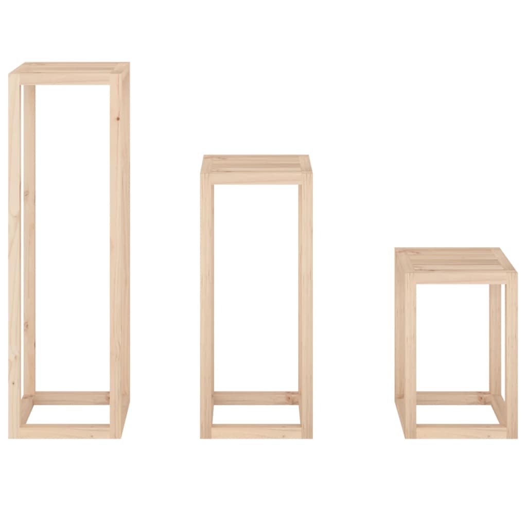 vidaXL Σετ Βάση Φυτών 3 Τεμαχίων από Μασίφ Ξύλο Πεύκου