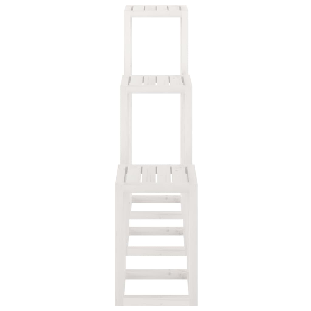 vidaXL Σετ Βάση Φυτών 3 Τεμαχίων από Λευκό Μασίφ Ξύλο Πεύκου