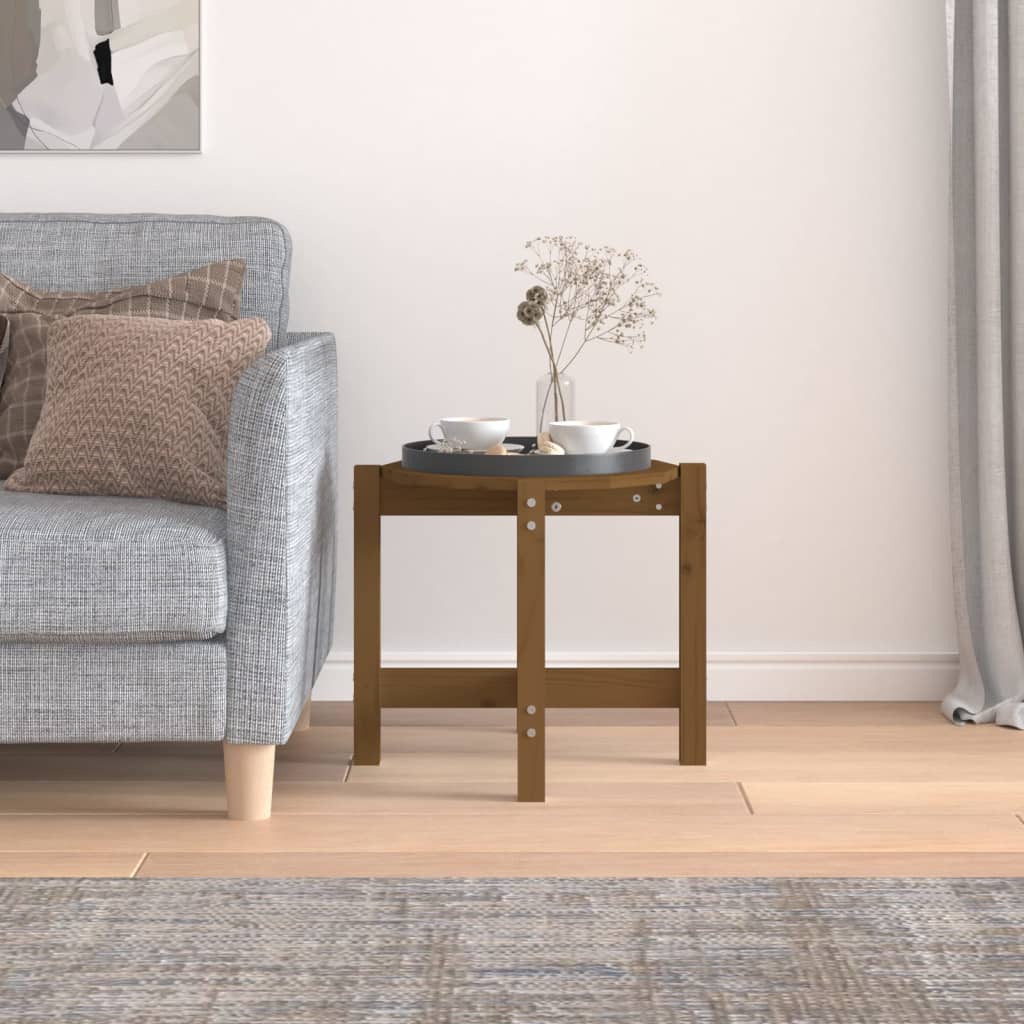 vidaXL Τραπεζάκι Σαλονιού Καφέ Μελί Ø 52,5x45 εκ. Μασίφ Ξύλο Πεύκου