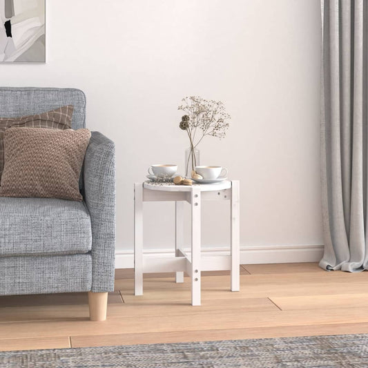 vidaXL Τραπεζάκι Σαλονιού Λευκό Ø 42,5 x 45 εκ. από Μασίφ Ξύλο Πεύκου