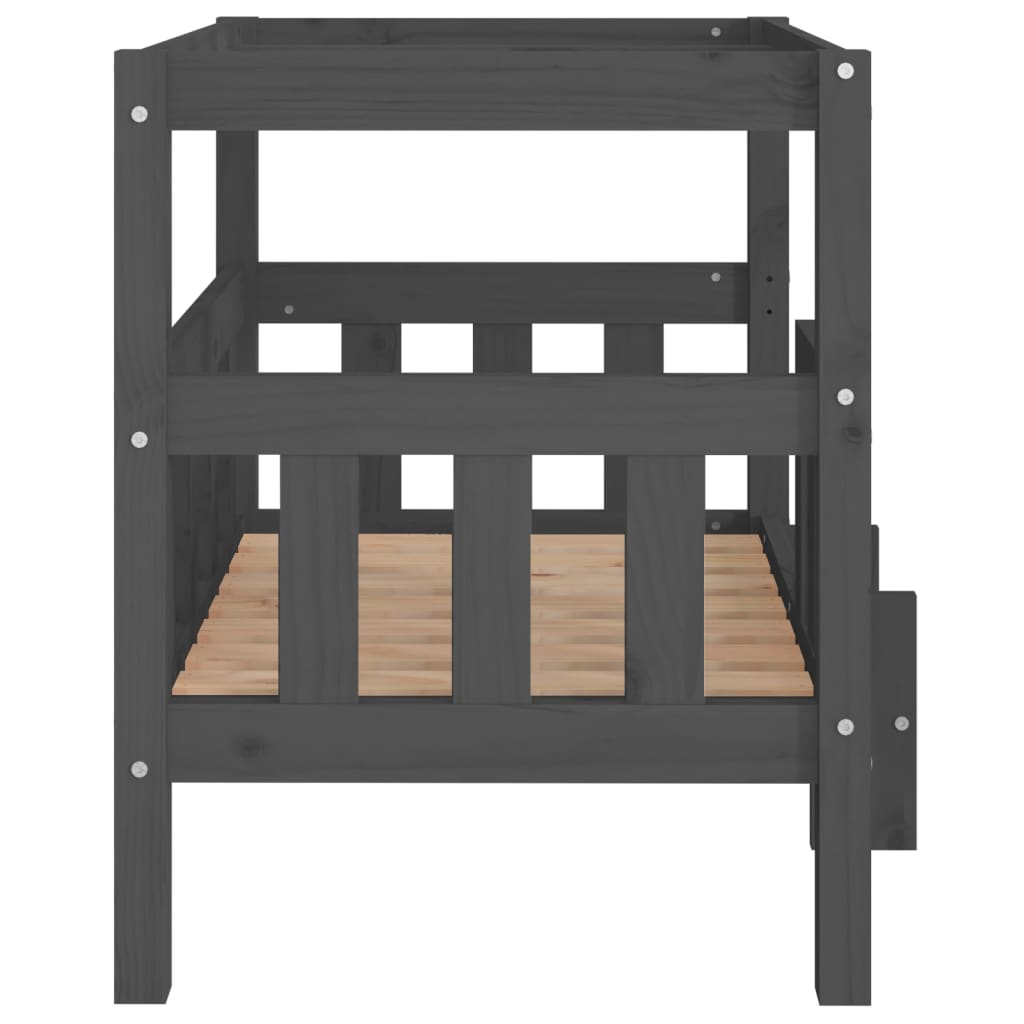 vidaXL Κρεβάτι Σκύλου Γκρι 75,5x63,5x70 εκ. από Μασίφ Ξύλο Πεύκου