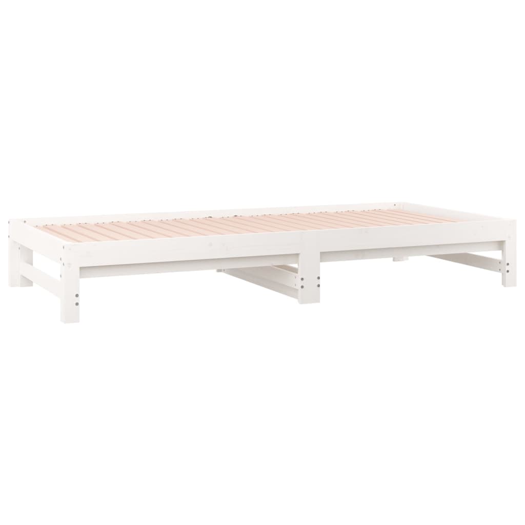 vidaXL Καναπές Κρεβάτι Συρόμενος Λευκός 2x(90x190) εκ. από Μασίφ Πεύκο