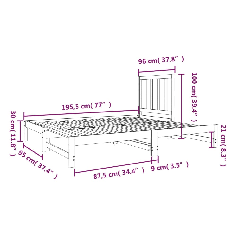 vidaXL Καναπές Κρεβάτι Συρόμενος Λευκός 2x(90x190) εκ. από Μασίφ Πεύκο