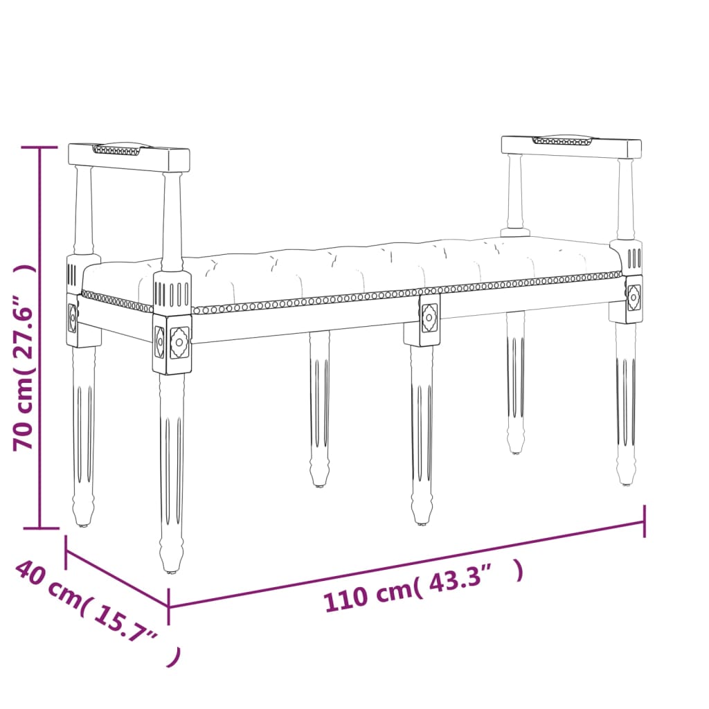 vidaXL Πάγκος Μαύρος 110x40x70 εκ. Βελούδινος