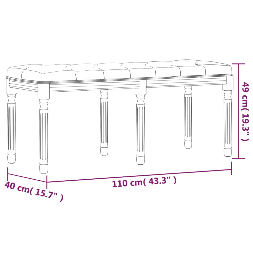 vidaXL Πάγκος Σκούρο Γκρι 110x40x49 εκ. Βελούδινος