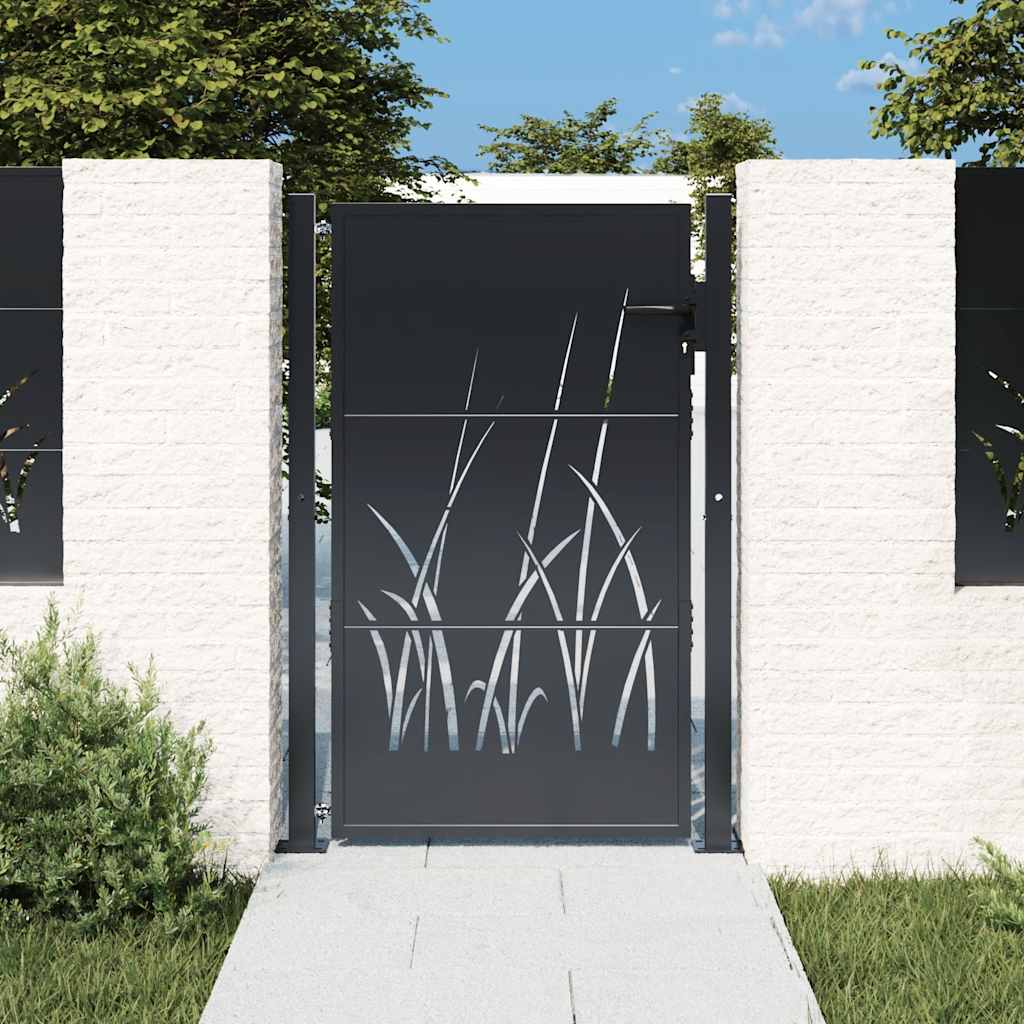 vidaXL Πόρτα Κήπου Ανθρακί 100x125 εκ. Σχέδιο Χαλυβδόφυλλου