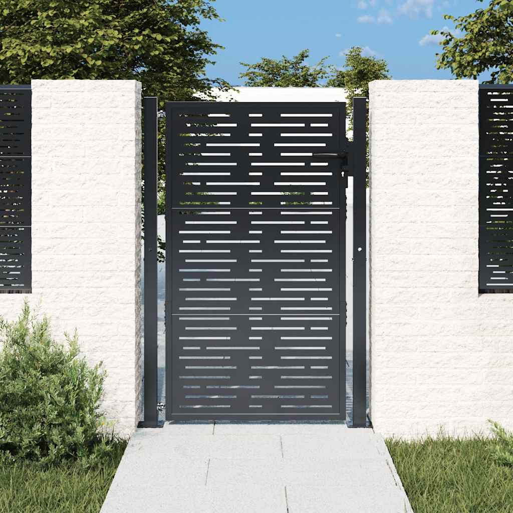 vidaXL Πόρτα Κήπου Ανθρακί 100x150 εκ. Ατσάλινο Τετράγωνο Σχέδιο